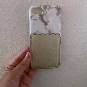 Marble iPhone case with scalloped card pocket